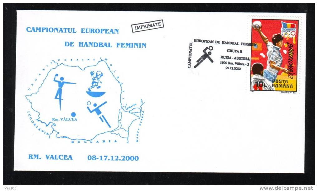 Women's Handball European Championship,2000,MATCH RUSSIA - AUSTRIA,SPECIAL CACHET ON COVER ROMANIA. - Hand-Ball