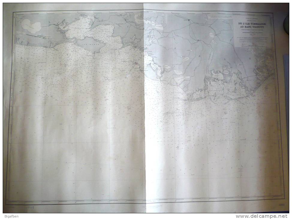 CARTE MARINE / 1955 / ÉTATS-UNIS, GOLFE DU MEXIQUE, De L'ILE TIMBALIER Au BANC TRINITY / 105 X 74 Cm / Bon état - Nautical Charts