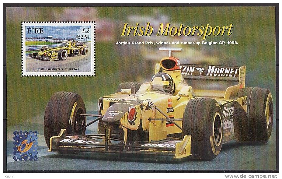 IRLANDE 2001 - F1 Grand Prix De Belgique 2001, BF Surchargé Belgica 2001 - BF Neuf // Mnh Très Rare - Blocs-feuillets