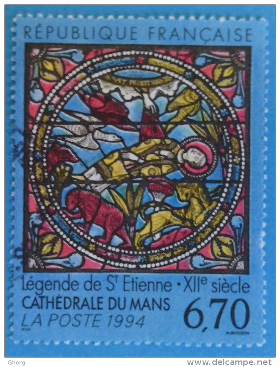 France 1994  : Série Artistique, Vitrail Roman De La Cathédrale Du Mans N° 2859 Oblitéré - Autres & Non Classés