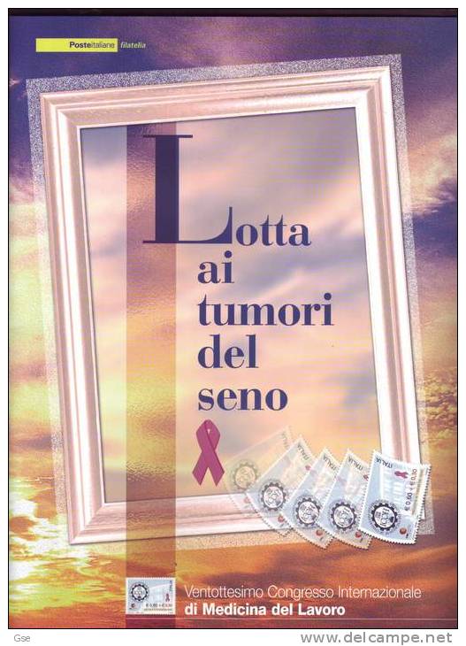 ITALIA  2003 - Folder "Lotta Ai Tumori Del Seno"francobollo + 2 FDC Con Annullo Speciale" - Presentatiepakket