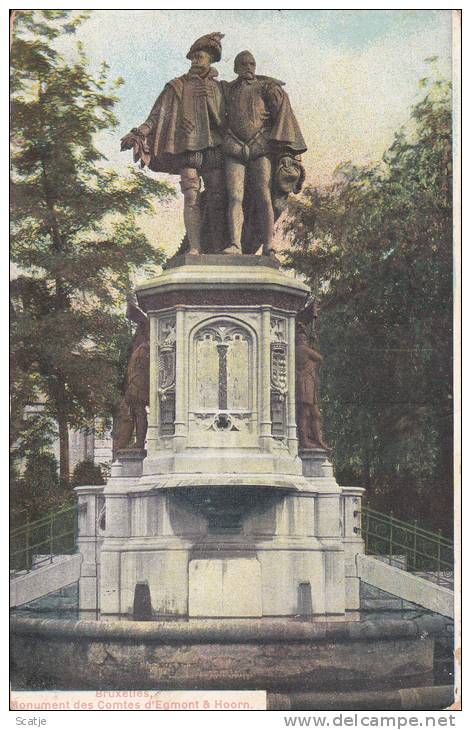 Bruxelles, Monument Des  Comtes D' Egmont & Hoorn ; 1910 Naar Oostende - Famous People