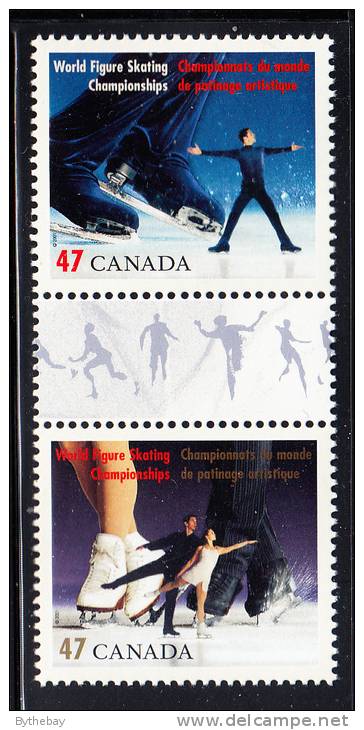 Canada MNH Scott #1899i Vertical Pair With Gutter 47c Men`s Singles, Pairs - World Figure Skating - Neufs