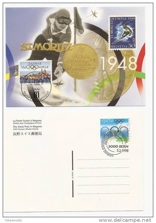 Svizzera - Cartolina Postale FDC Con Annullo Speciale: Olmpiadi Invernali Di Nagano 1998 - Hiver 1998: Nagano