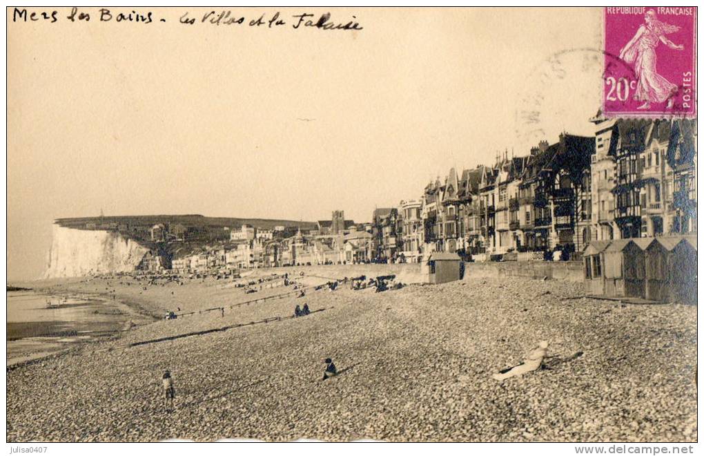 MERS LES BAINS (80) Carte Photo Plage Villas Falaises - Mers Les Bains