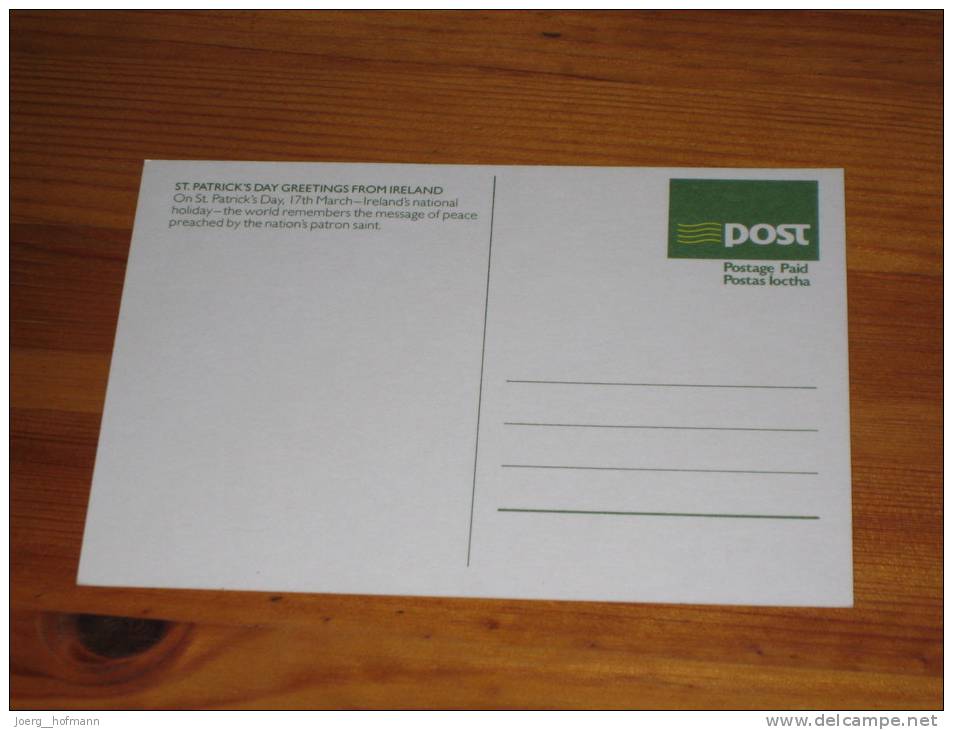 Ireland Irland Irish Postal Stationery Card St. Patrick Cards 1984 Ganzsache  An Post Unused ** Mint  PEACE - Entiers Postaux