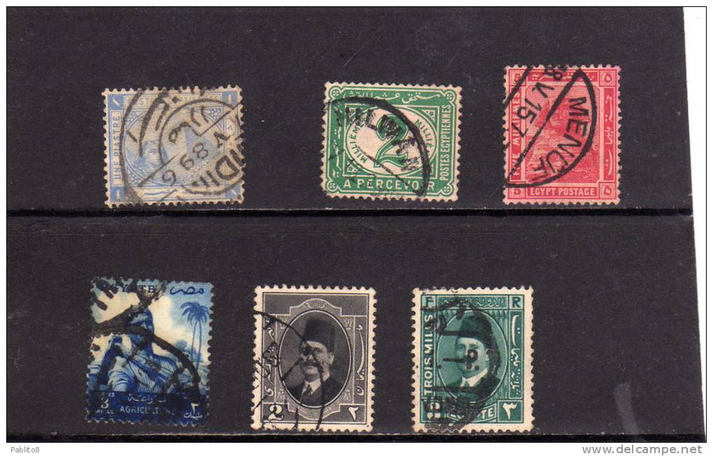 EGYPT EGITTO 1884 1914 SPHINX & PYRAMID 1889 TAXES 1953 1954 FELLAH - FAROUK ROI - KING - RE USED - 1866-1914 Khedivate Of Egypt