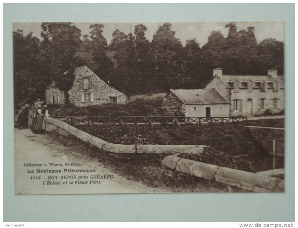 BON REPOS PRES DE GOUAREC ( 22 ) L'ECLUSE ET LE VIEUX PONT CPA - Gouarec