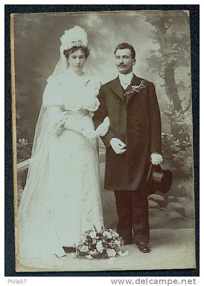 Newlyweds - Atelier Wollner, Požega Slavonija. - Old Photo On Cardboard 10.8x15.5 Cm - Sonstige & Ohne Zuordnung