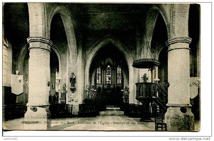 Proven Binnenste Kerk Uitg. Sansen-Vanneste Poperinge 1917 British Soldier's Mail Flanders To Penzance - Poperinge