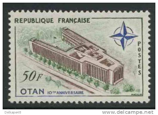 France Rep. Française 1959 Mi 1272 YT 1228 Sc 937 ** NATO Headquarters, Paris - 10th Ann. NATO / NAVO / Otan - OTAN