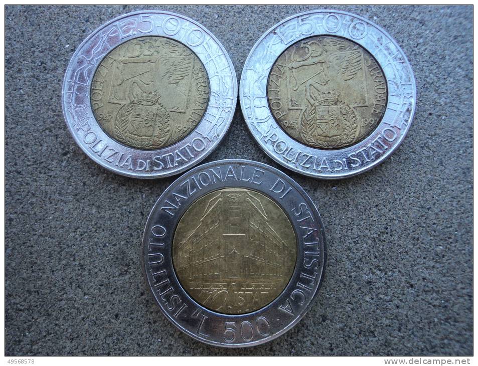 500  LIRE  BIMETALLICO  REP.ITA  -  LOTTO  3 MONETE COMMEMORATIVE  DA  500  LIRE  VARI ANNI - - Gedenkmünzen