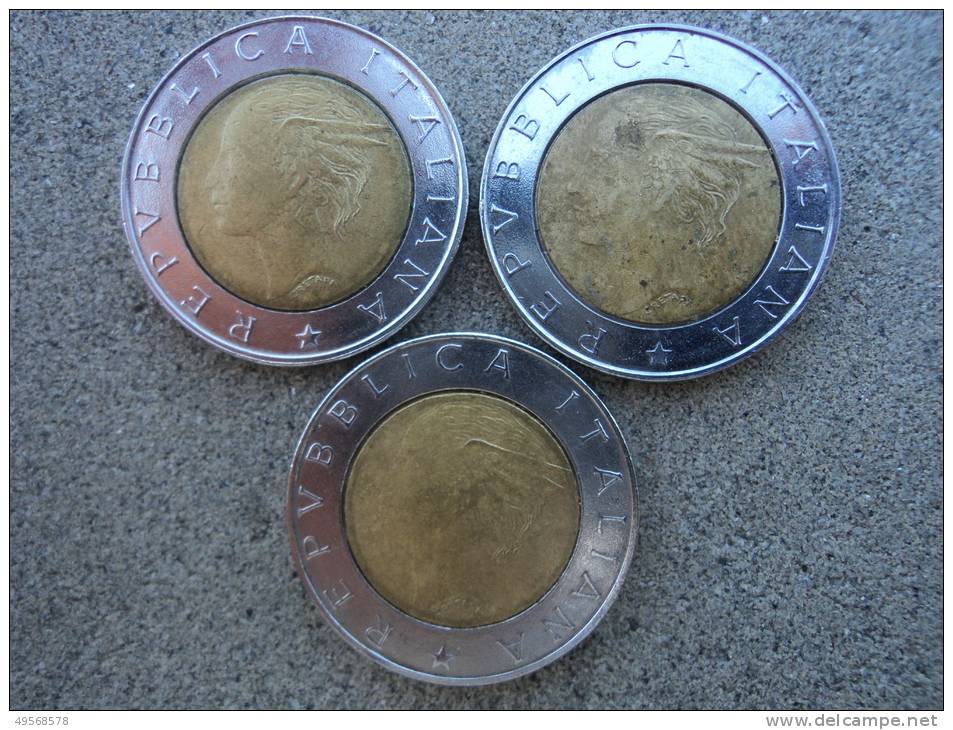 500  LIRE  BIMETALLICO  REP.ITA  -  LOTTO  3 MONETE COMMEMORATIVE  DA  500  LIRE  VARI ANNI - - Gedenkmünzen
