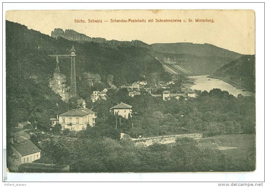 SCHANDAU Postelwitz Elbtal Schrammsteine *GELAUFEN  IN 1919 VON SCHANDAU NACH NOORDWIJK NL (51) - Bad Schandau