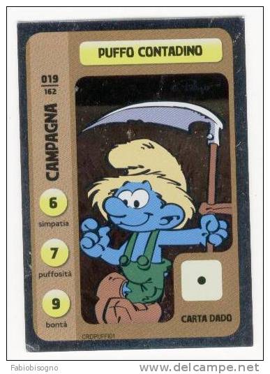 2011 PUFFI Su Fondo Argentato -  8 CARDS - CONAD - Smurfs