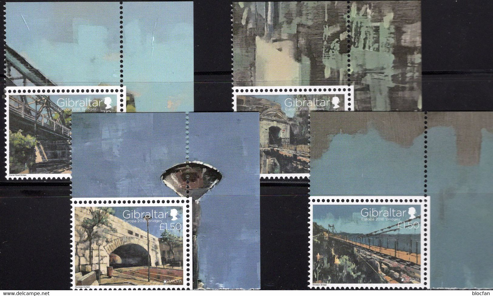 Europa 2018 Gibraltar 1838/1 ** 14€ Besondere Brücken/Architektur Architecture Ponts Bridges Set CEPT Great Britain - 2018