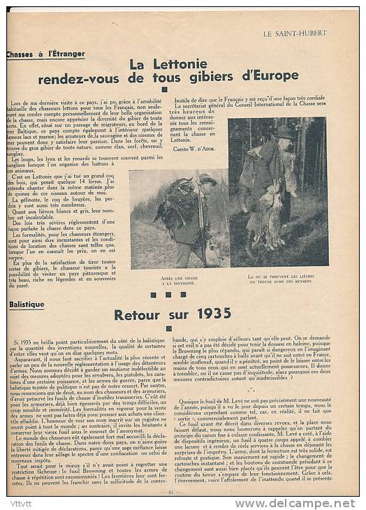 CHASSE "LE SAINT-HUBERT", N° 3 (1936) : Tadorne, Sarcelles, Canard, Lettonie, Rambouillet, Cerf, Rhinoceros, Chien... - Jacht/vissen