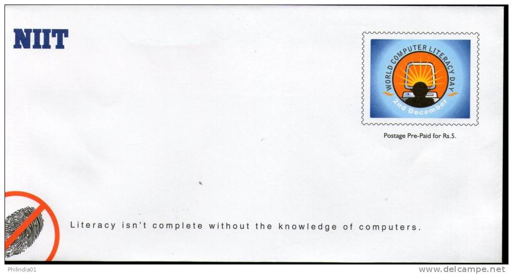 India 2002 NIIT Computer Literacy Day Education Customised Envelope Postal Stationary RARE # 6628 - Enveloppes