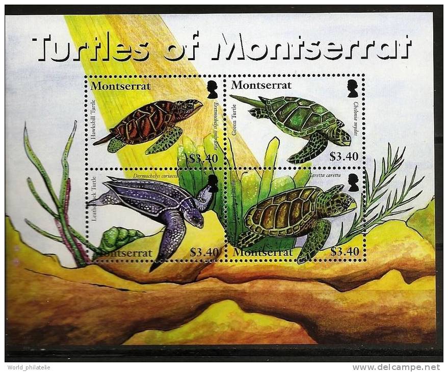 Montserrat 2007 N° 1250 / 3 ** Faune Marine, Tortues, Eretmochelys Imbricata, Chelonia Mydas, Dermochelys, Caretta - Montserrat
