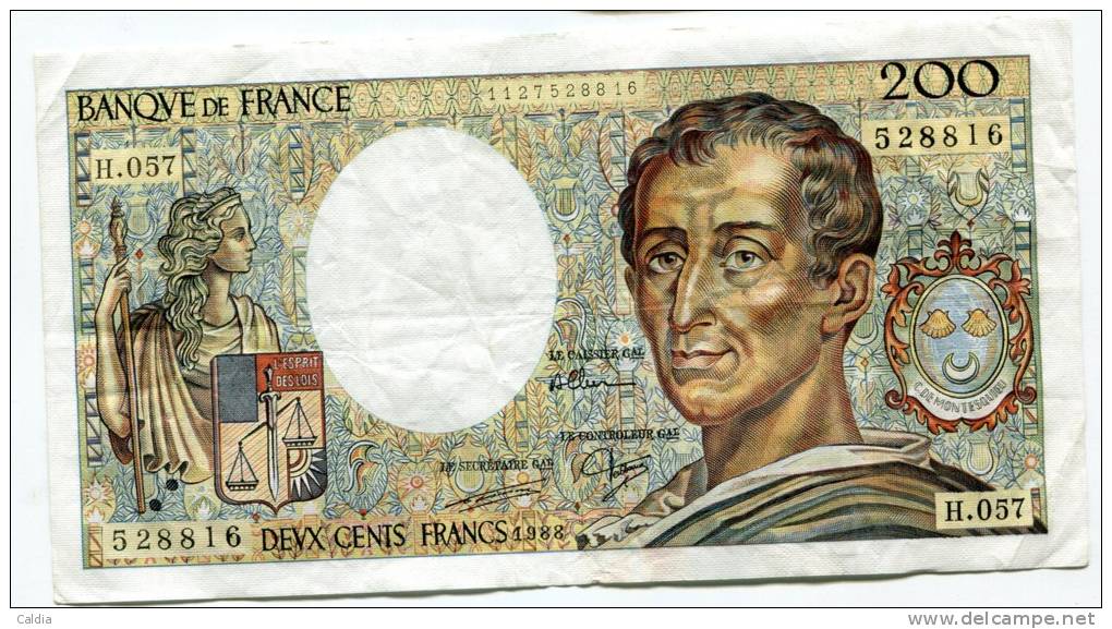 P France 200 Francs "" MONTESQUIEU "" 1988 # 2 - 200 F 1981-1994 ''Montesquieu''