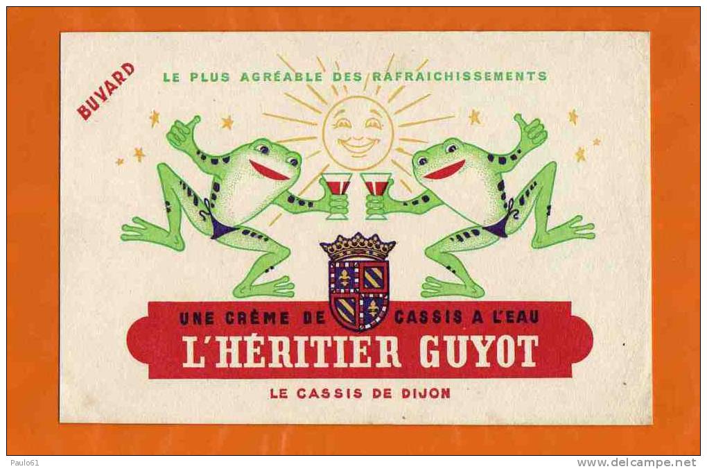 BUVARD : L'Heritier GUYOT Creme Cassis De Dijon  Grenouilles - Liqueur & Bière