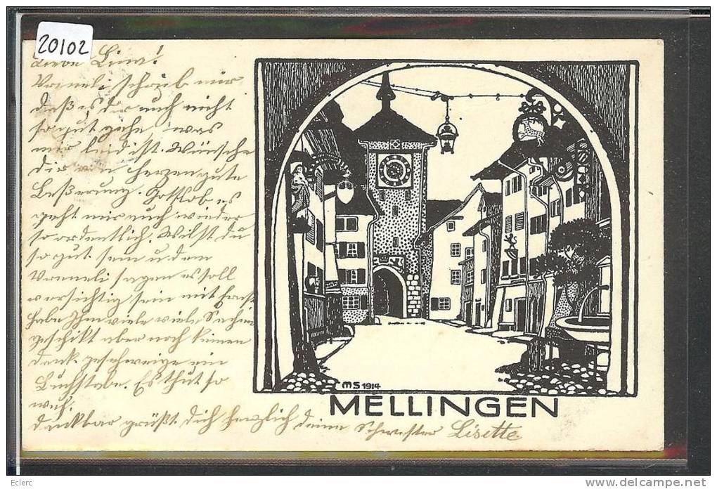 MELLINGEN - B ( TIMBRE ARRACHE AU DOS AVEC PETIT AMINCI ) - Mellingen