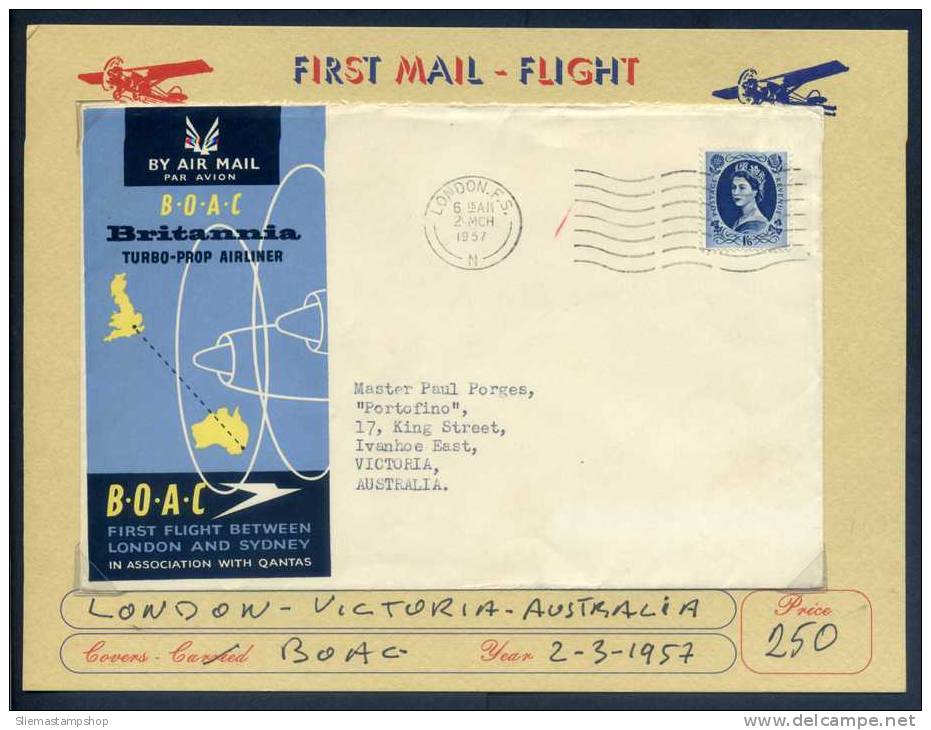 AUSTRALIA - FIRST FLIGHT LONDON/VICTORIA - V6194 - First Flight Covers