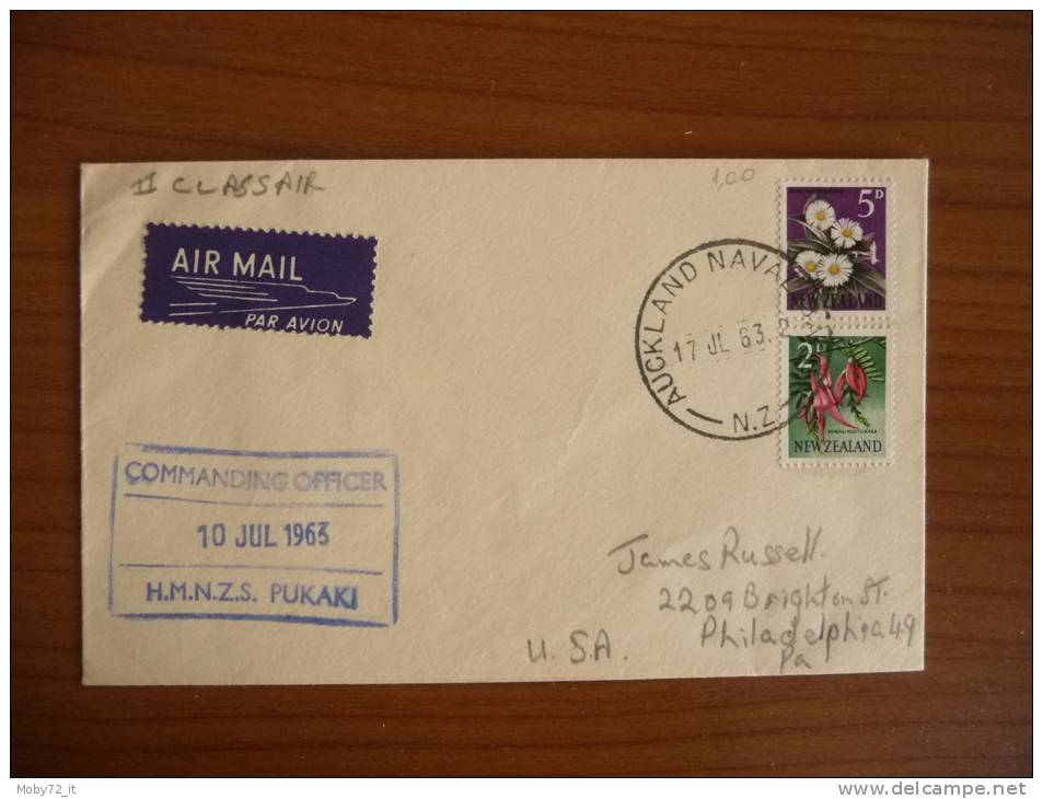 Nuova Zelanda - 1963 - Posta Aerea - Annullo ""Auckland Naval Base"" - Luftpost