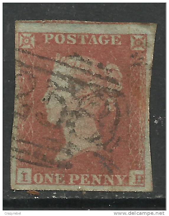 GB 1841 QV 1d PENNY RED IMPERF BLUED  (I & H) USED STAMP WMK 2 PMK 258.(E804) - Gebraucht