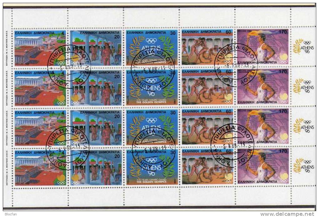 Olympiade Seoul 1988 Griechenland 1687/1KB O 104€ Architektur Zeus-Tempel Athleten Bf Sport Olympic Flam Sheet Of Hellas - Hojas Bloque