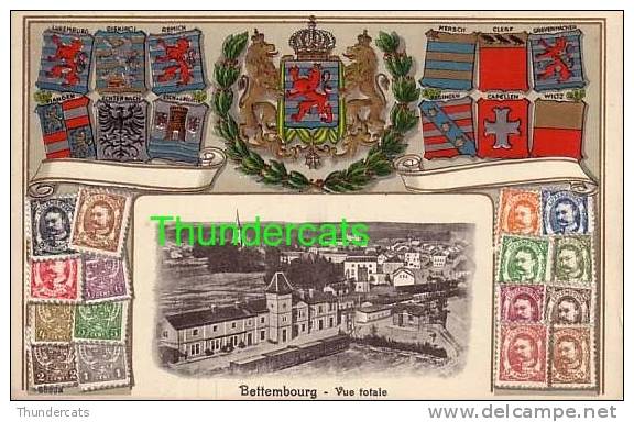 BETTEMBURG BETTEMBOURG VUE TOTALE CARTE EN RELIEF GAUFREE TIMBRES - Bettemburg