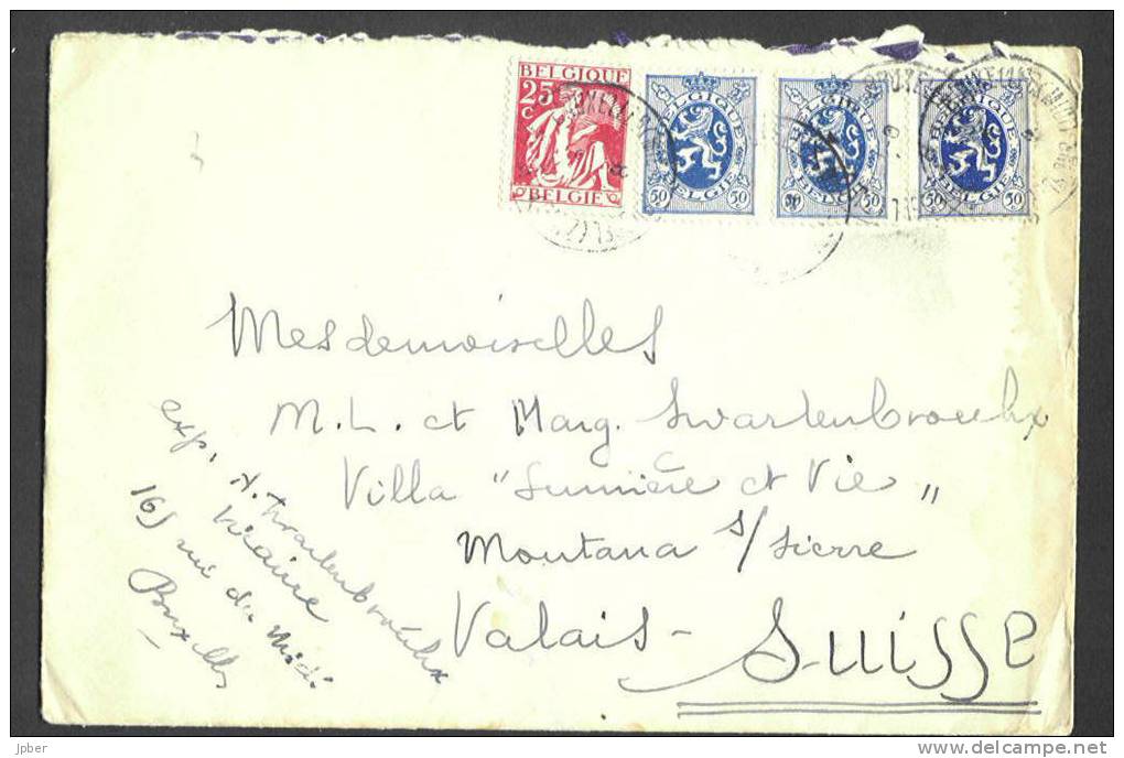 (J494) Belgique - Lettre Affranchie Par 339 (Cérès Et Mercure) Et 285 (3X) Sur Lettre De Bruxelles Vers La Suisse - 1929-1937 Heraldieke Leeuw