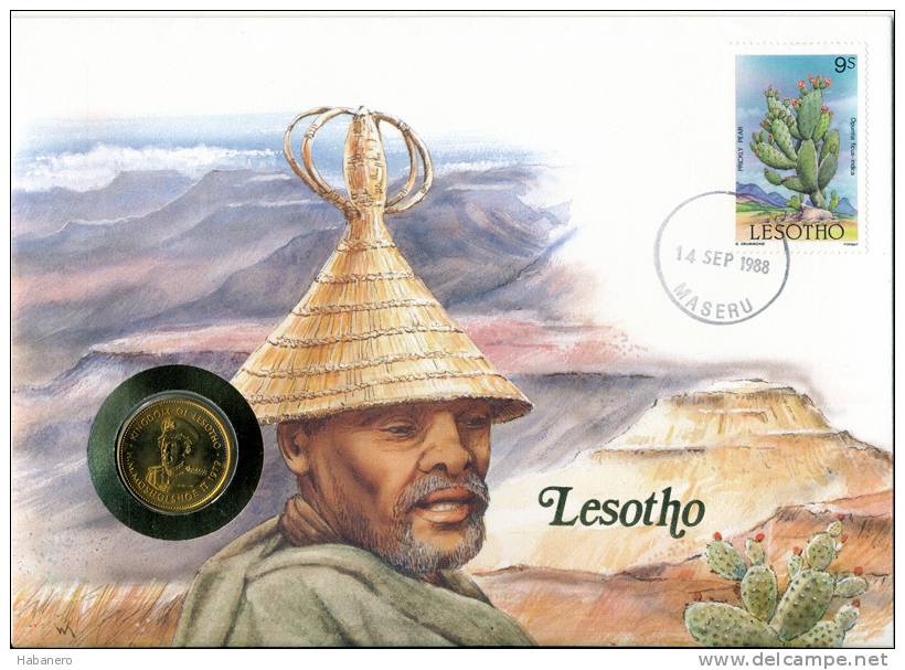 LESOTHO - 1988 - NUMISMATIC COVER - COIN LETTER - Lesotho (1966-...)