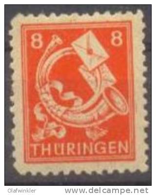 1945 Thüringen Freimarken 8 Pf Mi 96 AX U / Sc 16N5 / YT 13 Gepr. / Signed Postfrisch/neuf Sans Charniere/MNH - Nuevos