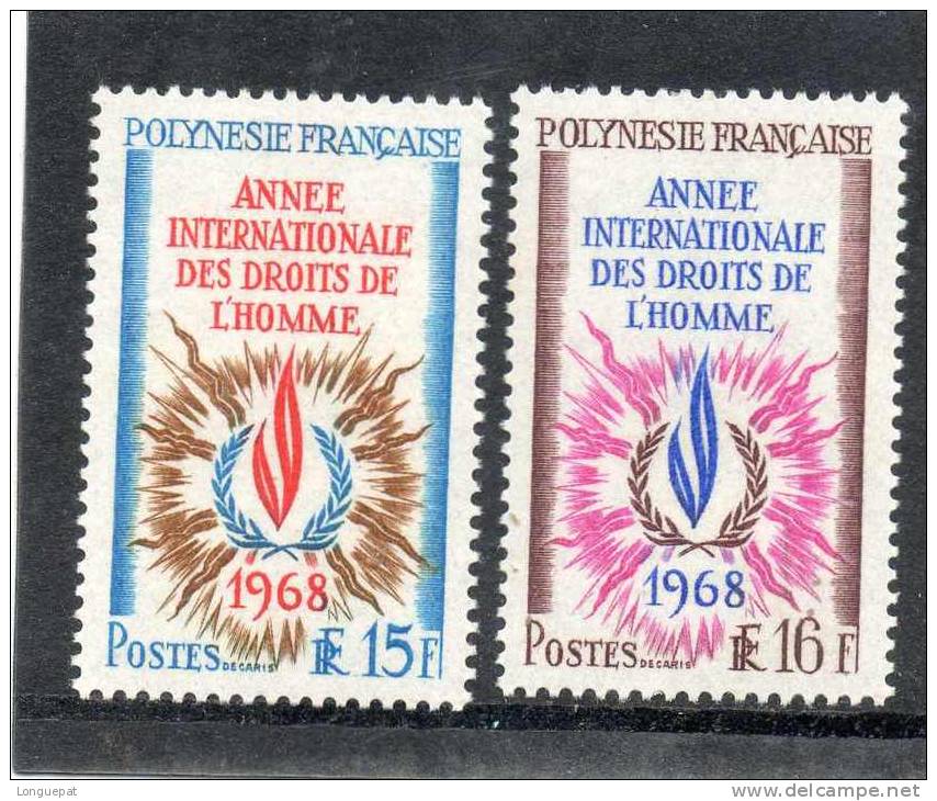 1968 Année Internationale Des Droits De L´Homme : Flamme, Laurier - ONU - Unused Stamps