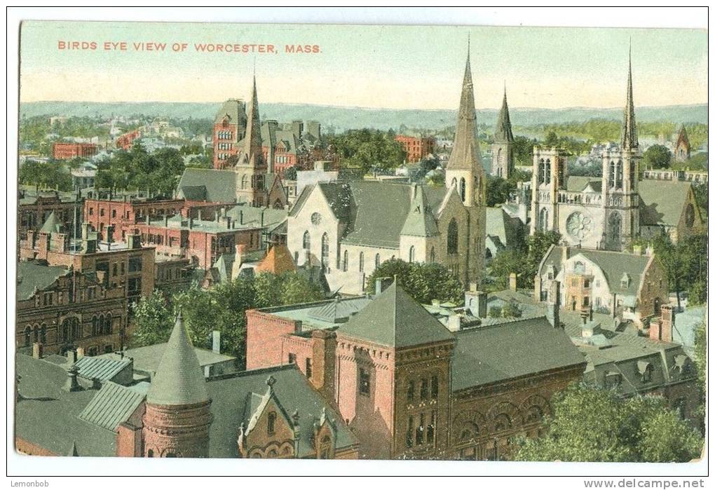 USA, Bird's Eye View Of Worcester, Mass, Early 1900s Unused Postcard [11495] - Worcester