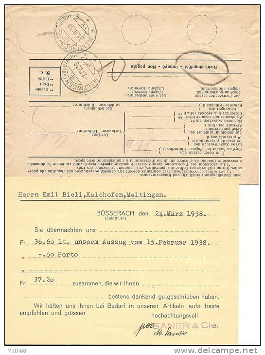 1938 Einzugsmandat Mit Inhalt - Cartas & Documentos