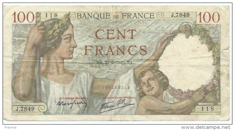 Billet 100 Francs Sully NA.22.2.1940.NA - 100 F 1939-1942 ''Sully''