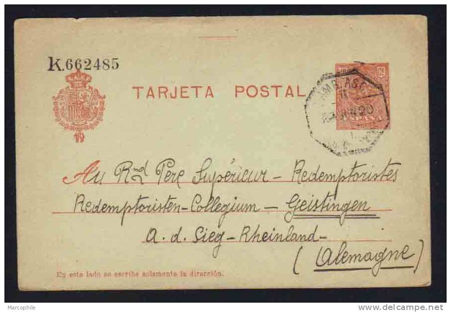 ESPAGNE - NAVA DEL REY - VALLADOLID /  1920 OB. AMBULANT SUR ENTIER POSTAL (ref 2935) - 1850-1931