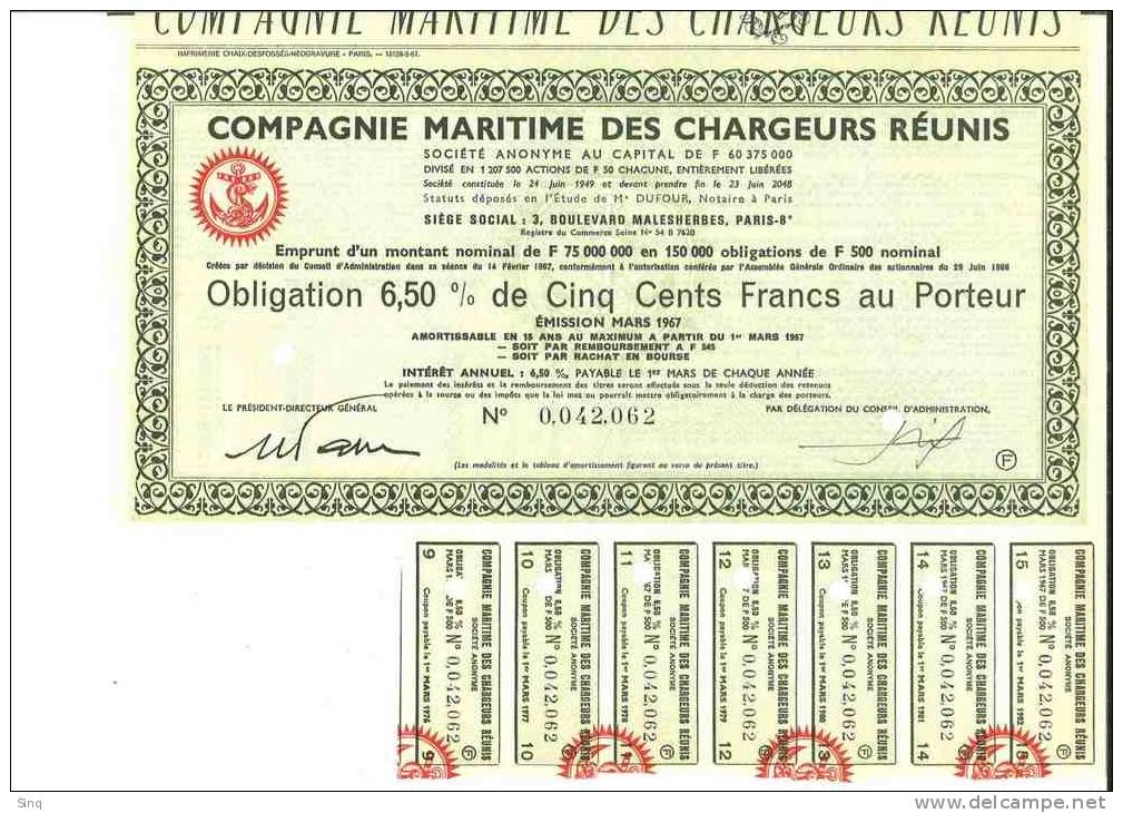 Compagnie Maritime Des Chargeurs Réunis  Mars 1967 - Navy