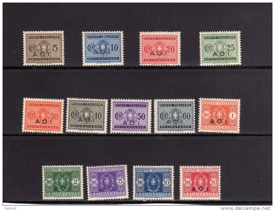 AFRICA ORIENTALE ITALIANA AOI 1939 - 1940 SEGNATASSE POSTAGE DUE TASSE TAX SERIE COMPLETA COMPLETE SET  MNH BEN CENTRATA - Italian Eastern Africa