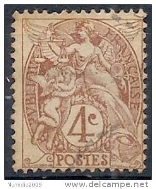 1900 FRANCIA USATO ALLEGORIA TIPO BLANC 4 CENT - FR477-3 - 1900-29 Blanc