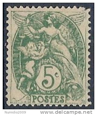 1900 FRANCIA ALLEGORIA TIPO BLANC 5 CENT SENZA GOMMA - FR477 - 1900-29 Blanc