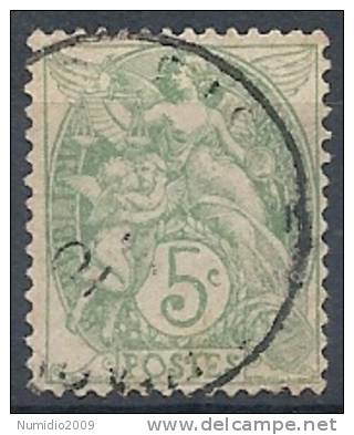 1900 FRANCIA USATO ALLEGORIA TIPO BLANC 5 CENT - FR478-6 - 1900-29 Blanc