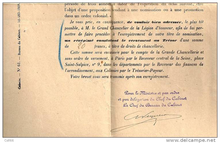 1929  Nomination De Chevalier De L'Ordre De L'Etoile Noire à Giron Joseph à  Légation Caire Postage Inclus Pour L'Europe - Frankreich