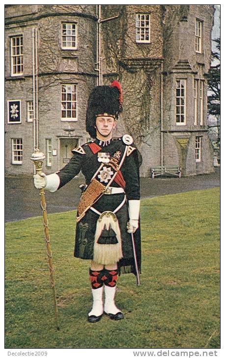 BR23335 Drum Major Of The First Battalion The Black Watch At Balhousie Castle  2 Scans - Perthshire