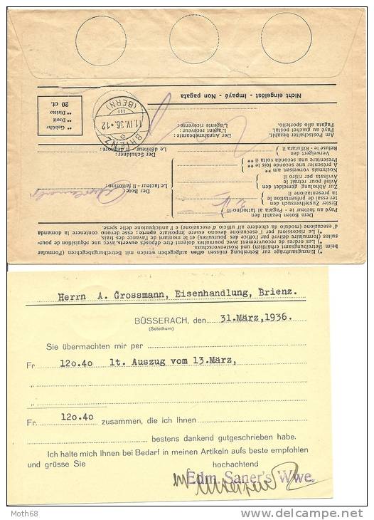 1936 Einzugsmandat Mit Inhalt - Cartas & Documentos