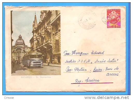 Bucharest. Bus, ROMANIA Postal Stationery Cover 1960. - Bus