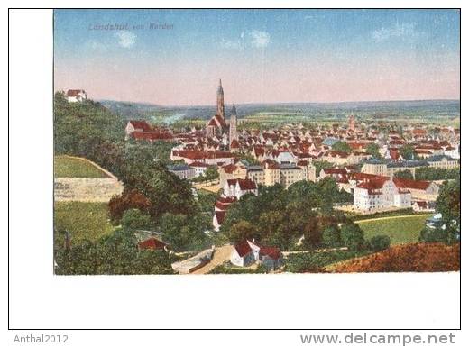 Litho Landshut Von Norden Kirche Wohnhäuser Um 1920 - Landshut