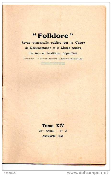 FOLKLORE N° 03  Année 1958 : "La Littérature Populaire En Languedoc" Descriptif Et Scans - Languedoc-Roussillon